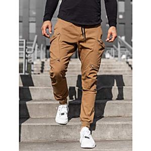 Men's Simple Jogger Pants Sweatpants Trousers Pants Solid Color Side Pockets Multiple Pockets Khaki Black miniinthebox