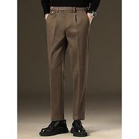 Men's Dress Pants Winter Pants Trousers Suit Pants Tweed Pants Pocket Plain Comfort Breathable Outdoor Daily Going out Fashion Casual Black Brown miniinthebox - thumbnail