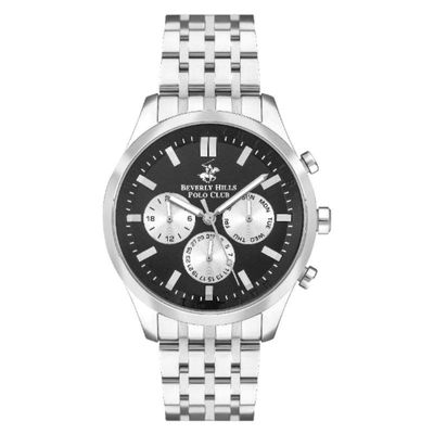 Beverly Hills Polo Club Men's Multi Function Display Watch & Metal Strap, Silver - BP3397X.350