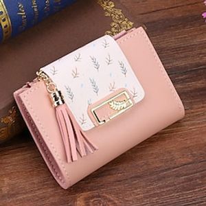 Fashion Tassels Short Wallet Bag for Women PU Leather Clutch Bags Cute Korean Card Holder Female Folding Small Coin Purse miniinthebox