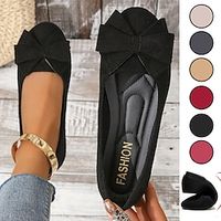 Women's Flats Plus Size Soft Shoes Comfort Shoes Daily Flat Heel Classic Comfort Minimalism Faux Suede Almond Black Pink Lightinthebox - thumbnail
