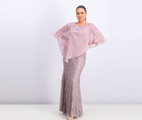 Women Missy 2pcs Set Long Dress  Old Rose - thumbnail