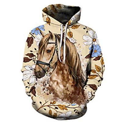 Men's Unisex Plus Size Pullover Hoodie Sweatshirt Graphic Prints Horse Print Hooded Casual Daily Holiday 3D Print Basic Designer Hoodies Sweatshirts  Long Sleeve 1 2 3 miniinthebox