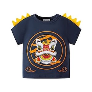 Kids Toddler Boys T shirt Short Sleeve 3D Print Lion Crewneck White Blue Children Tops Spring Summer Active Daily Daily Slim 2-9 Years Lightinthebox