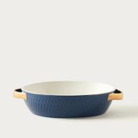 Textured Porcelain Oval Baking Dish with Handles