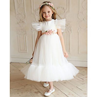 Princess Ankle Length Flower Girl Dresses Party Polyester Short Sleeve Jewel Neck with Ruffles Lightinthebox Princess Ankle Length Flower Girl Dresses Party Polyester Short Sleeve Jewel Neck with Ruffles Lightinthebox