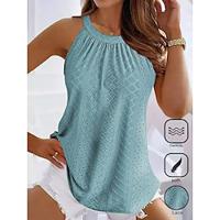 Women's Boho Shirt Lace Shirt Daily Vacation Lace White Short Sleeve Bohemia Beach Crew Neck Summer Lightinthebox - thumbnail