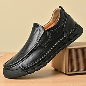 Men's Loafers  Slip-Ons Retro Driving Loafers Leather Loafers Handmade Shoes Walking Casual Outdoor Daily Cowhide Slip Resistant Loafer Black Brown Gray Spring Fall Lightinthebox