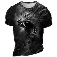 Graphic Animal Lion Daily Designer Retro Vintage Men's 3D Print T shirt Tee Sports Outdoor Holiday Going out T shirt Black Royal Blue Blue Short Sleeve Crew Neck Shirt Spring  Summer Clothing Apparel Lightinthebox - thumbnail