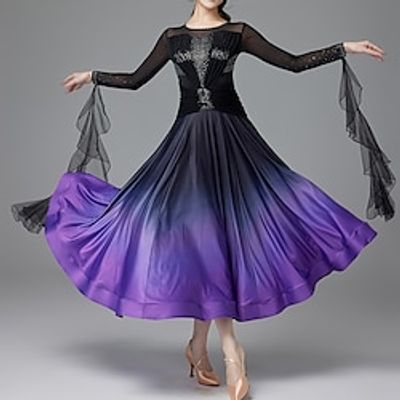 Ballroom Dance Dress Crystals  Rhinestones Women's Performance Daily Wear Long Sleeve Crystal Cotton Lightinthebox