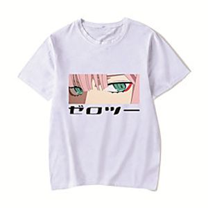 Men's Unisex Tee T shirt Shirt Hot Stamping Anime Graphic Prints Plus Size Zero two Print Short Sleeve Casual Tops Cotton Basic Designer Big and Tall Round Neck White Red Blushing Pink / Summer miniinthebox