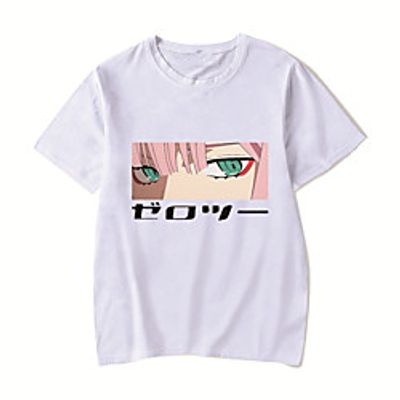 Men's Unisex Tee T shirt Shirt Hot Stamping Anime Graphic Prints Plus Size Zero two Print Short Sleeve Casual Tops Cotton Basic Designer Big and Tall Round Neck White Red Blushing Pink / Summer miniinthebox