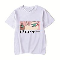 Men's Unisex Tee T shirt Shirt Hot Stamping Anime Graphic Prints Plus Size Zero two Print Short Sleeve Casual Tops Cotton Basic Designer Big and Tall Round Neck White Red Blushing Pink / Summer miniinthebox - thumbnail