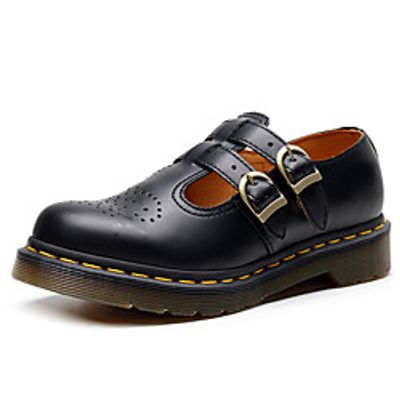 Women's Oxfords Flat Heel Round Toe Booties Ankle Boots Daily Work Leather Solid Colored Black miniinthebox
