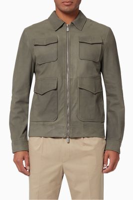 Safari Jacket in Nubuck Leather Safari Jacket in Nubuck Leather