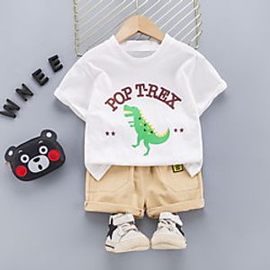 Toddler Boys' T-shirt  Shorts Clothing Set Dinosaur Graphic Short Sleeve Print Daily Wear White Green Active Regular 2-8 Years Lightinthebox