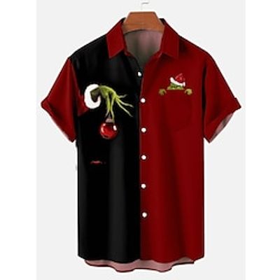 Christmas Grinch Hawaiian Shirts Aloha Shirt Print Graphic Shirt For Men's Adults' 3D Print 100% Polyester Party miniinthebox