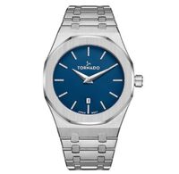 Tornado Men's Miyota GM15 Movement Watch, Analog Display and Stainless Steel Brushed Bracelet Strap - T9009-SBSN, Silver