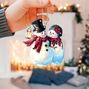 1pc Christmas Decorations,2D Acrylic Snowman Car Rearview Mirror Decorations, Holiday Event Decorations miniinthebox