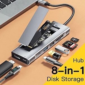 2023 NEW 8-in-1 USB Hub With Disk Storage Function USB Type-c to HDMI-Compatible Laptop Dock Station For Macbook Pro Air M1 M2 Lightinthebox