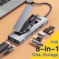 2023 NEW 8-in-1 USB Hub With Disk Storage Function USB Type-c to HDMI-Compatible Laptop Dock Station For Macbook Pro Air M1 M2 Lightinthebox - thumbnail