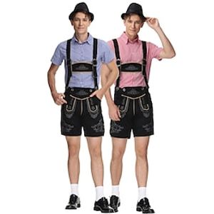 Oktoberfest Beer Costume Lederhosen Shirt Bavarian Bavarian German Wiesn Men's Traditional Style Cloth Blouse Shorts miniinthebox
