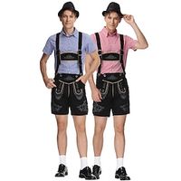 Oktoberfest Beer Costume Lederhosen Shirt Bavarian Bavarian German Wiesn Men's Traditional Style Cloth Blouse Shorts miniinthebox - thumbnail