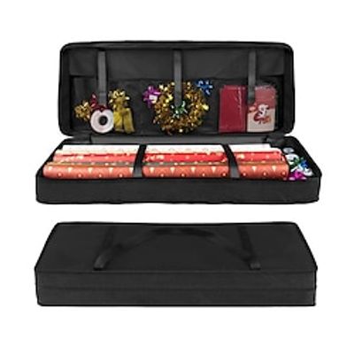 Storage Bag for Gift Wrap, Storage Wrapping Paper Rolls Gift Wrap Organiser 600D Oxford Fabric with 3 Compartments for Ribbons Bows Christmas Paper Decorations Lightinthebox
