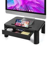 Loryergo Adjustable Laptop & Monitor Stand with Drawer & Cellphone Holder Black