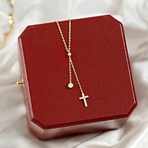 yongcheng s925 sterling silver cross long pendant necklace with diamonds tide net red ins simple choker clavicle chain Lightinthebox