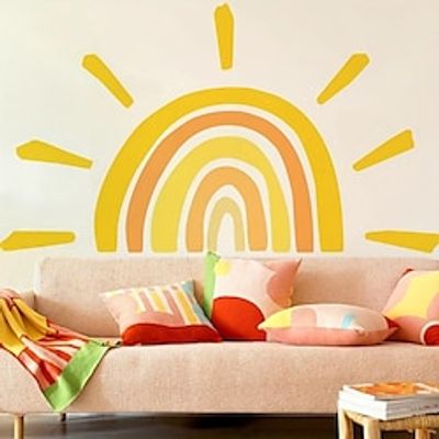 1pc Large Boho Sun Wall Decals, Large Half Sun Wall Stickers, Wall Decor For Boy Girl Kids Bedroom Living Room Nursery Classroom Murals Decorations Hom Decor Lightinthebox