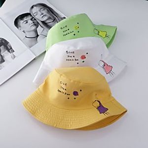 1pcs Kids  Toddler Unisex Sweet Birthday  Casual  Daily Wear Cartoon  Letter Stylish Cotton Hats  Caps Black  Yellow  Green S Lightinthebox