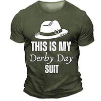 Derby Day His Is My Suit Hat Letter Athleisure Street Style Men'S 3d Print T Shirt Tee Sports Outdoor Black Blue Green Crew Neck Shirt Summer Spring Clothing Apparel S-3xl Lightinthebox