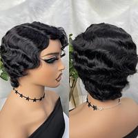 Short Wigs Human Hair Wigs For Women Pixie Cut Human Hair Finger Wave Wig Natural Color Glueless Human Hair Wig Machine Made Lightinthebox