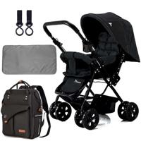 Teknum Reversible Look at Me Stroller w/ Diaper Bags - Black CM_TKLS_RLMBKDPSGGY