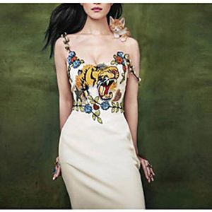 A-Line Celebrity Style Boho Holiday Formal Evening Dress Spaghetti Strap Sleeveless Ankle Length Satin with Embroidery 2021 Lightinthebox