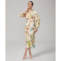 Pumpkin Print Waist Cinched Mermaid Dress