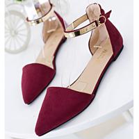 Pointed Toe Metal Buckle Flat Casual Mary Jane