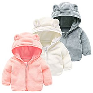 Kids Girls' Coat Long Sleeve Blushing Pink Gray Beige Plain Zipper Cute 3-8 Years Lightinthebox