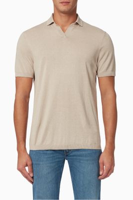 Split Neck Polo Shirt in Organic Cotton Split Neck Polo Shirt in Organic Cotton