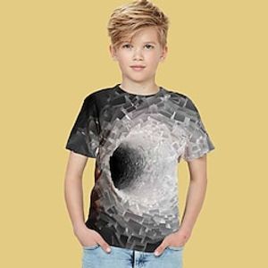 Kids Boys T shirt Optical Illusion School 3D Print Short Sleeve Active 3-12 Years Summer Green Blue Purple Lightinthebox