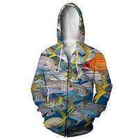 Men's Zip Up Hoodie Sweatshirt Animal 3D Casual Daily 3D Print Casual Hoodies Sweatshirts  Blue miniinthebox - thumbnail