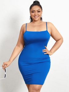 YOINS Plus Size Backless Design Spaghetti Strap Knit Sleeveless Mini Dress