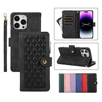 Phone Case For Apple Wallet Case iPhone 14 Pro Max Plus 13 12 11 Mini X XR XS 8 7 Flip Wallet Zipper Solid Colored TPU PU Leather Lightinthebox