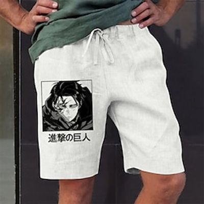 Inspired by Attack on Titan levi ackerman Beach Shorts Board Shorts Cotton Blend Anime Elastic Drawstring Design Front Pocket Shorts For Men's Lightinthebox Inspired by Attack on Titan levi ackerman Beach Shorts Board Shorts Cotton Blend Anime Elastic Drawstring Design Front Pocket Shorts For Men's Lightinthebox
