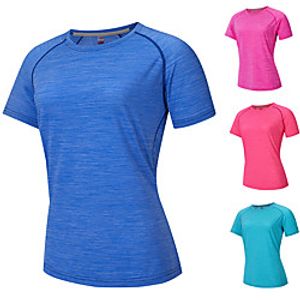 Women's Short Sleeve Running Shirt Seamless Tee Tshirt Athletic Summer Elastane Quick Dry Breathable Sweat Out Yoga Fitness Gym Workout Running Active Training Sportswear Solid Colored Normal Pink Lightinthebox
