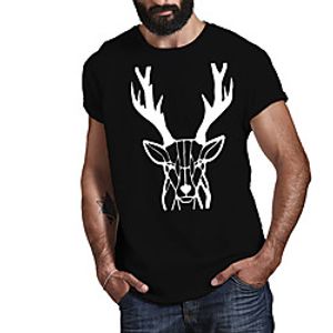 Men's Unisex Tee T shirt Hot Stamping Graphic Prints Deer Plus Size Print Short Sleeve Casual Tops Cotton Basic Fashion Designer Big and Tall Black Lightinthebox