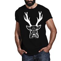 Men's Unisex Tee T shirt Hot Stamping Graphic Prints Deer Plus Size Print Short Sleeve Casual Tops Cotton Basic Fashion Designer Big and Tall Black Lightinthebox - thumbnail