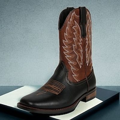 Men's Boots Cowboy Boots Retro Walking Casual Daily PU Comfortable Booties / Ankle Boots Loafer Black Spring Fall miniinthebox