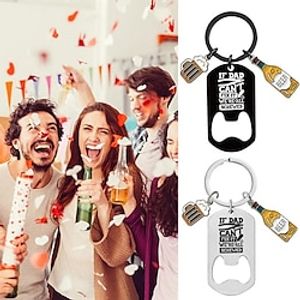 Stainless Steel Bottle Opener Wine Glass Key Chains Diy Free Engraving Dad Keychain Bottle Opener Keychain Father's Day Gift Portable Stainless Steel Key Chain for Dad on Christmas Father's Day Lightinthebox